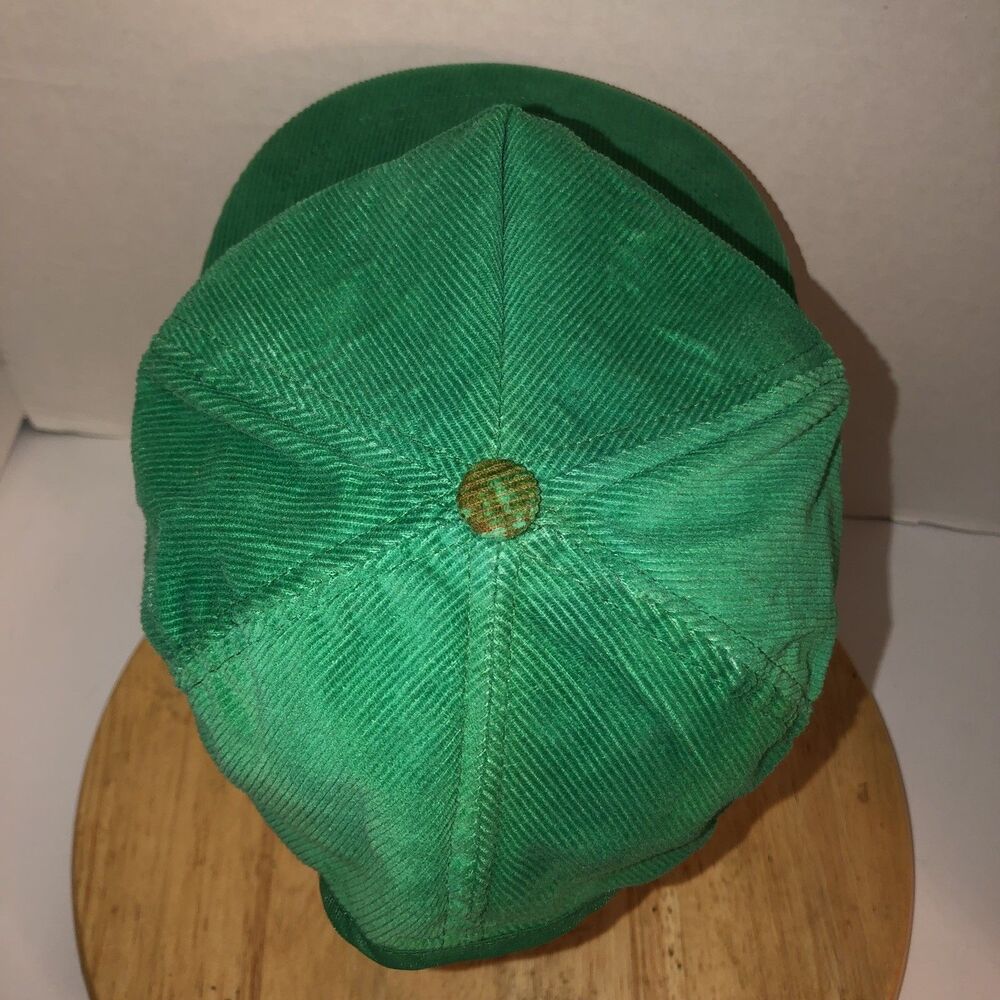 Vintage BP OIL Lima Ohio 80s USA Green Corduroy Hat Cap Snapback Gold Stitching - Picture 7 of 12